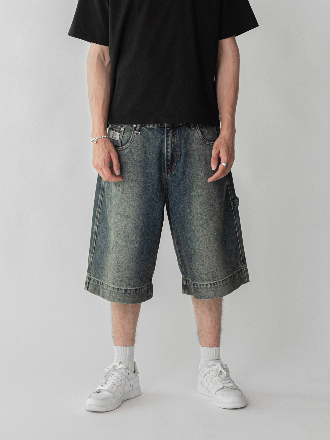 SMILEY STITCH JORTS - VINTAGE BLUE-Fineriform