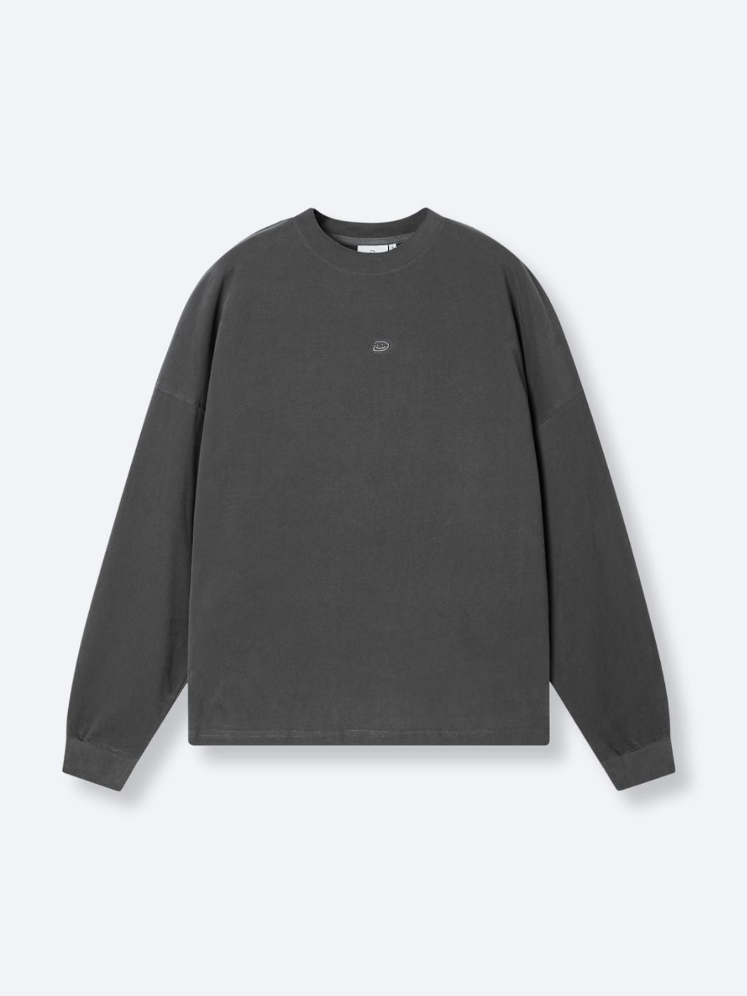 SMILEY LOGO LONG SLEEVE TEE - FADED GREY-Fineriform