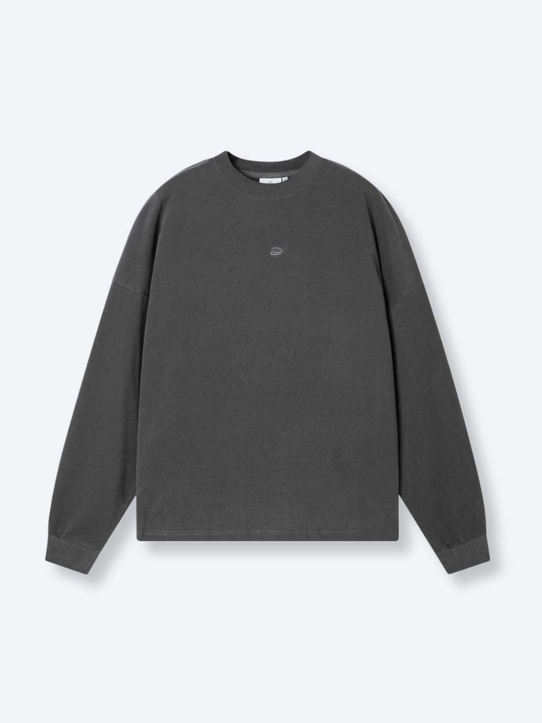 SMILEY LOGO LONG SLEEVE TEE - FADED GREY-Fineriform