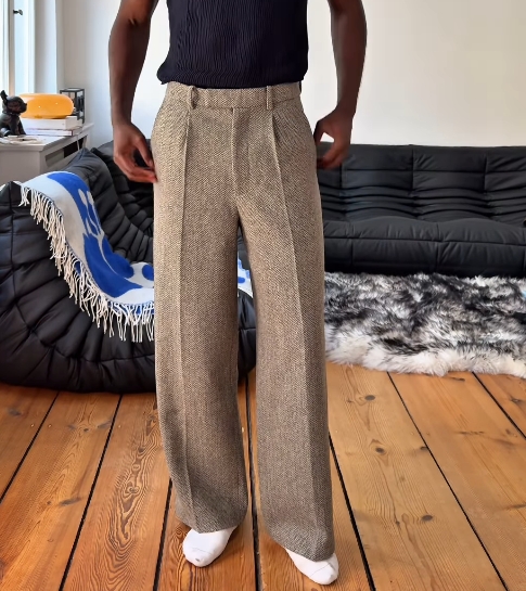 PLEATED WOOL PANTS-Fineriform