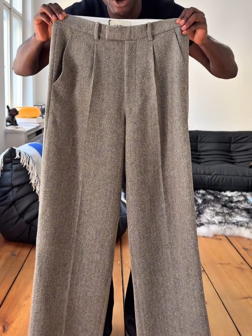 PLEATED WOOL PANTS-Fineriform