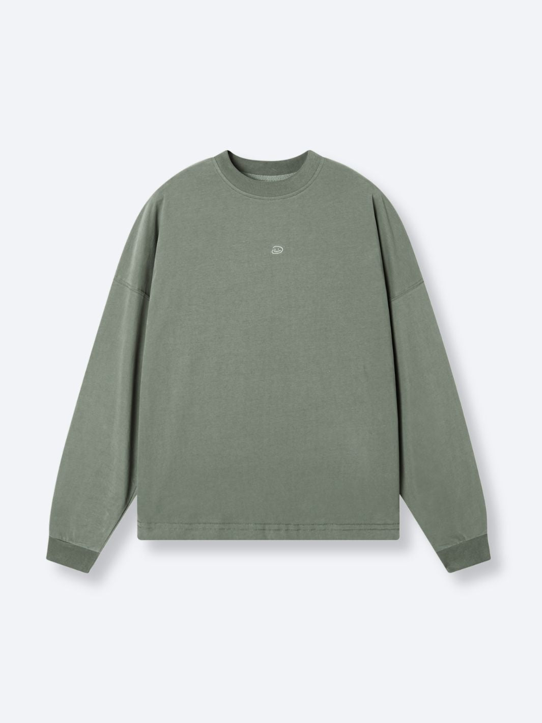 SMILEY LOGO LONG SLEEVE TEE - FADED GREEN-Fineriform