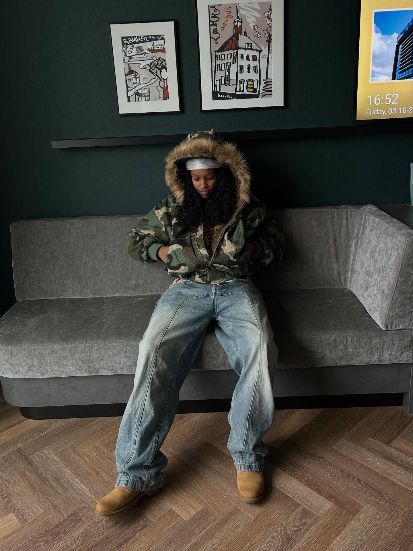 Camouflage Fur Collar Reversible Cotton Jacket - 2499-Fineriform