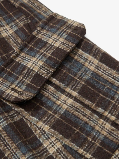 Vintage Plaid Pleated Multi-Pocket Cargo Casual Pants - 2524-Fineriform
