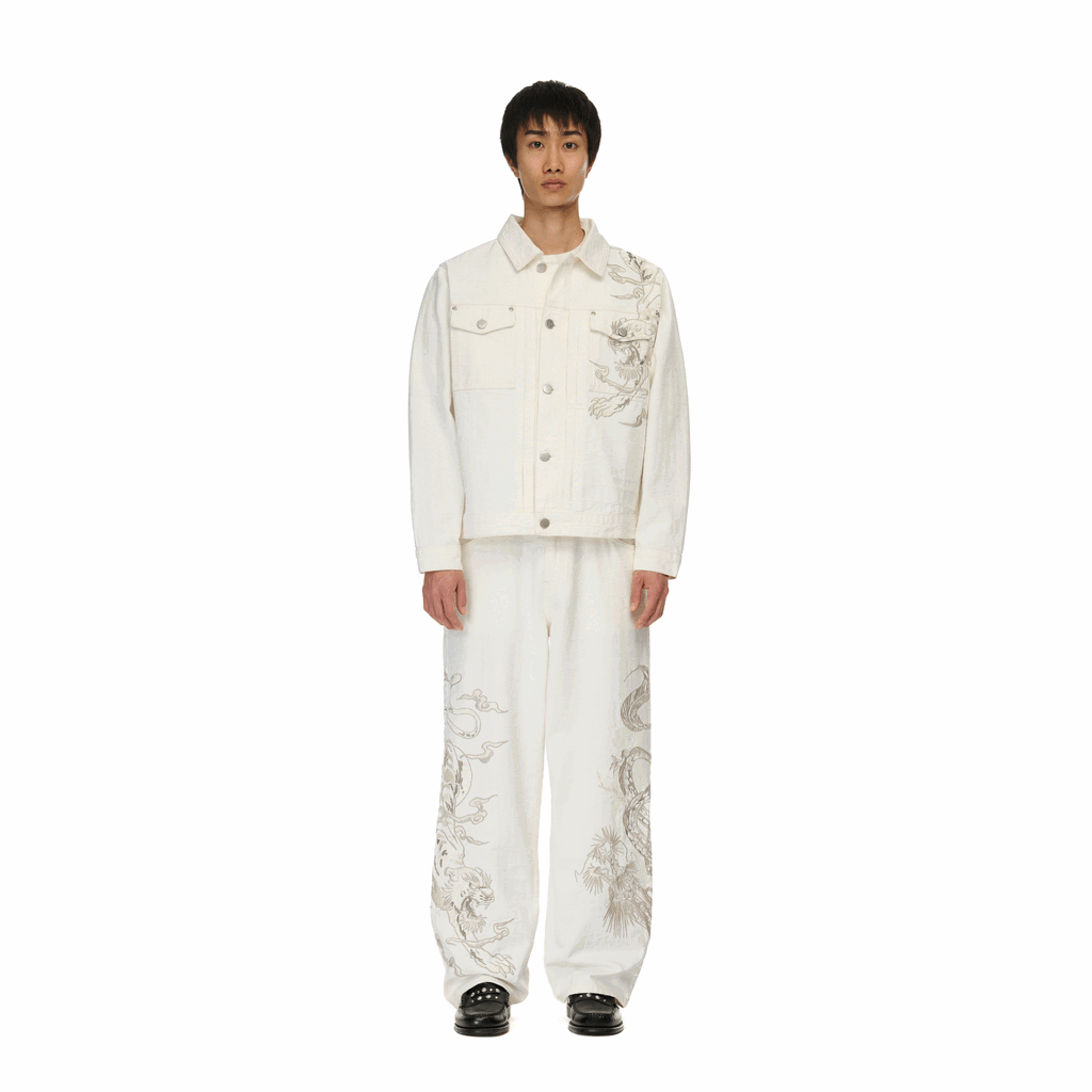 "yakuza" denim Jacket off white-Fineriform