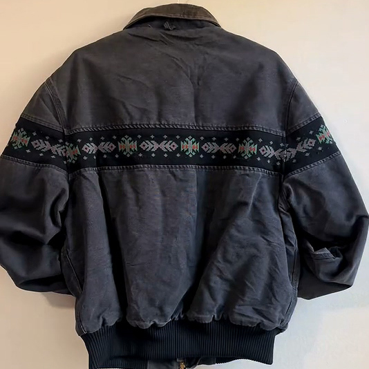 Vintage Tribal Zip-Up Warm Lined Jacket-Fineriform