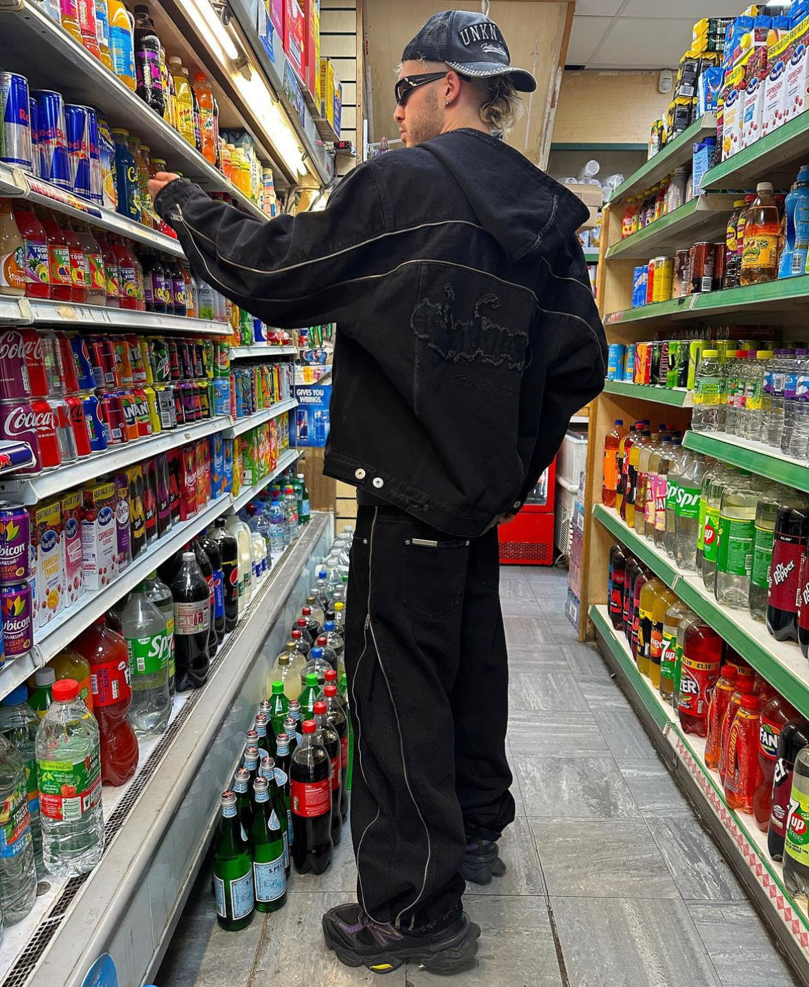 BLACK ZIP DENIM JACKET-Fineriform