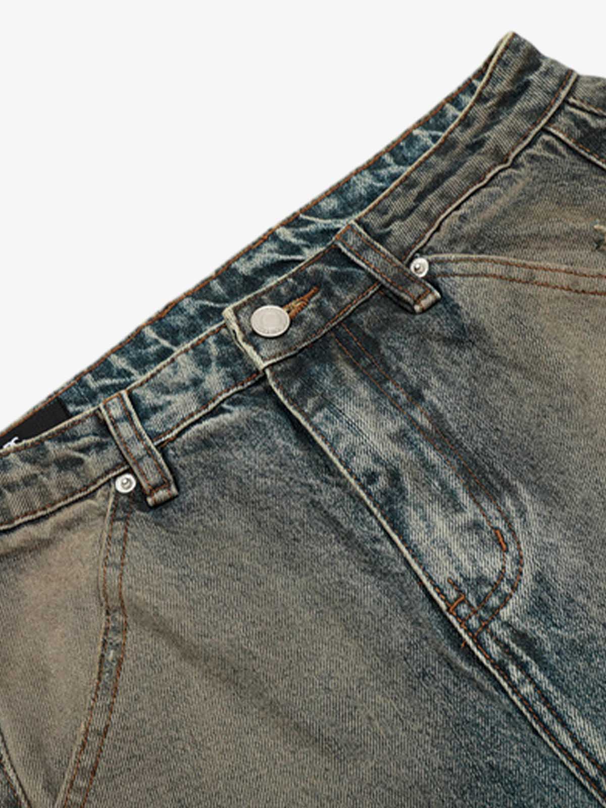 Vintage Mud-Dyed Distressed Barrel Jeans - 2537-Fineriform