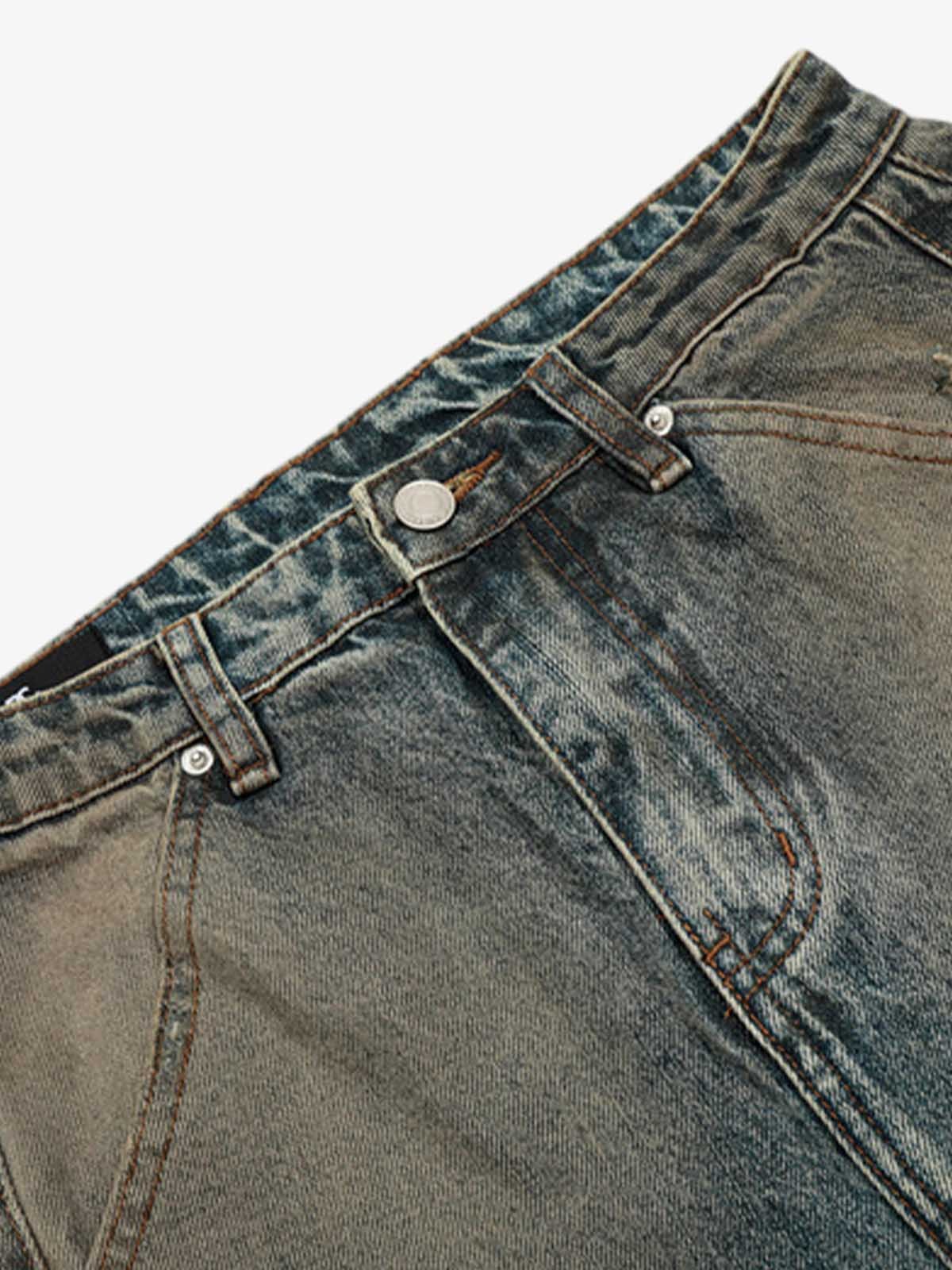 Vintage Mud-Dyed Distressed Barrel Jeans - 2537-Fineriform