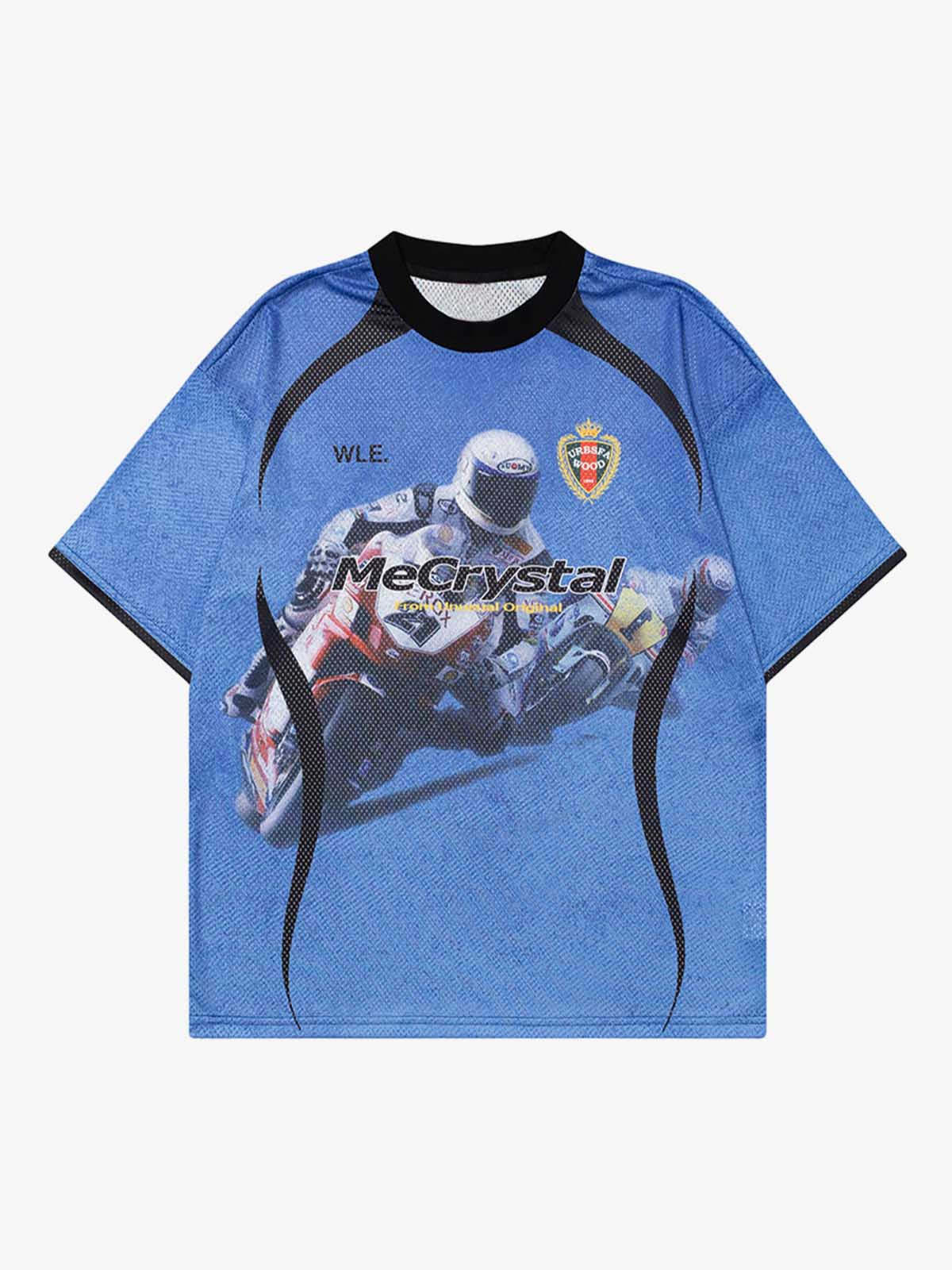 Motorcycle Racing Character Print Short-Sleeved T-Shirt-Fineriform