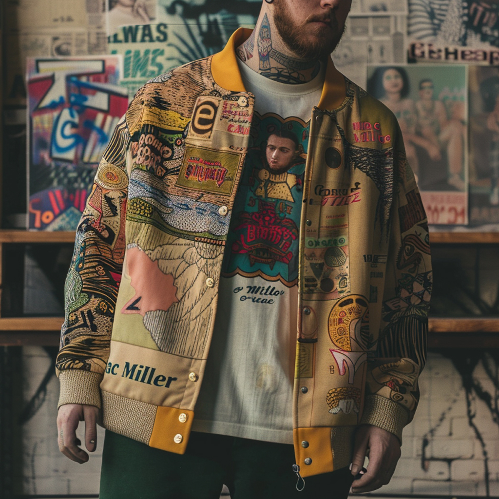 Casual Retro Colored Graffiti Street Jacket-Fineriform