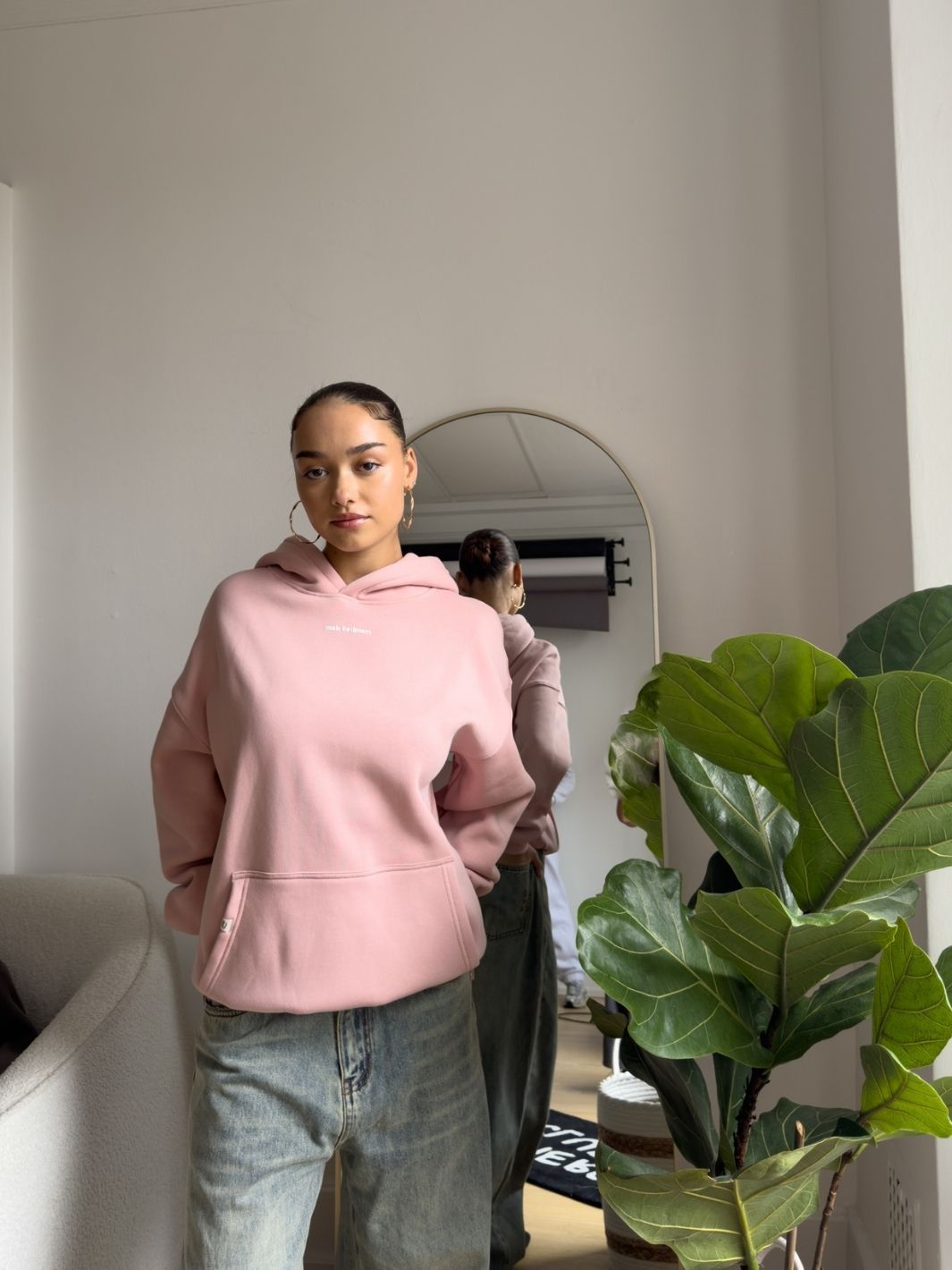 SMILEY LOGO HOODIE - MUTED PINK-Fineriform