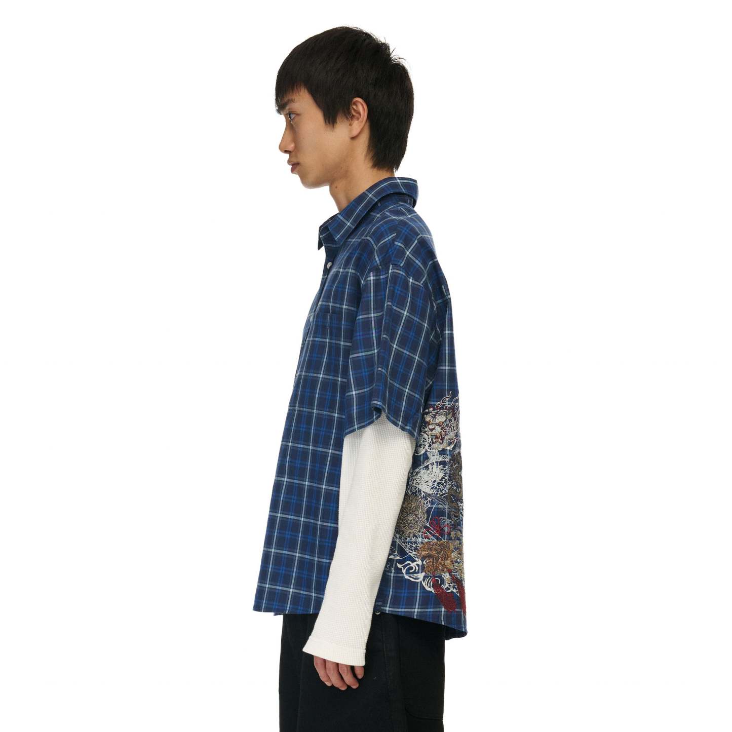 "yakuza" layered Shirt navy-Fineriform