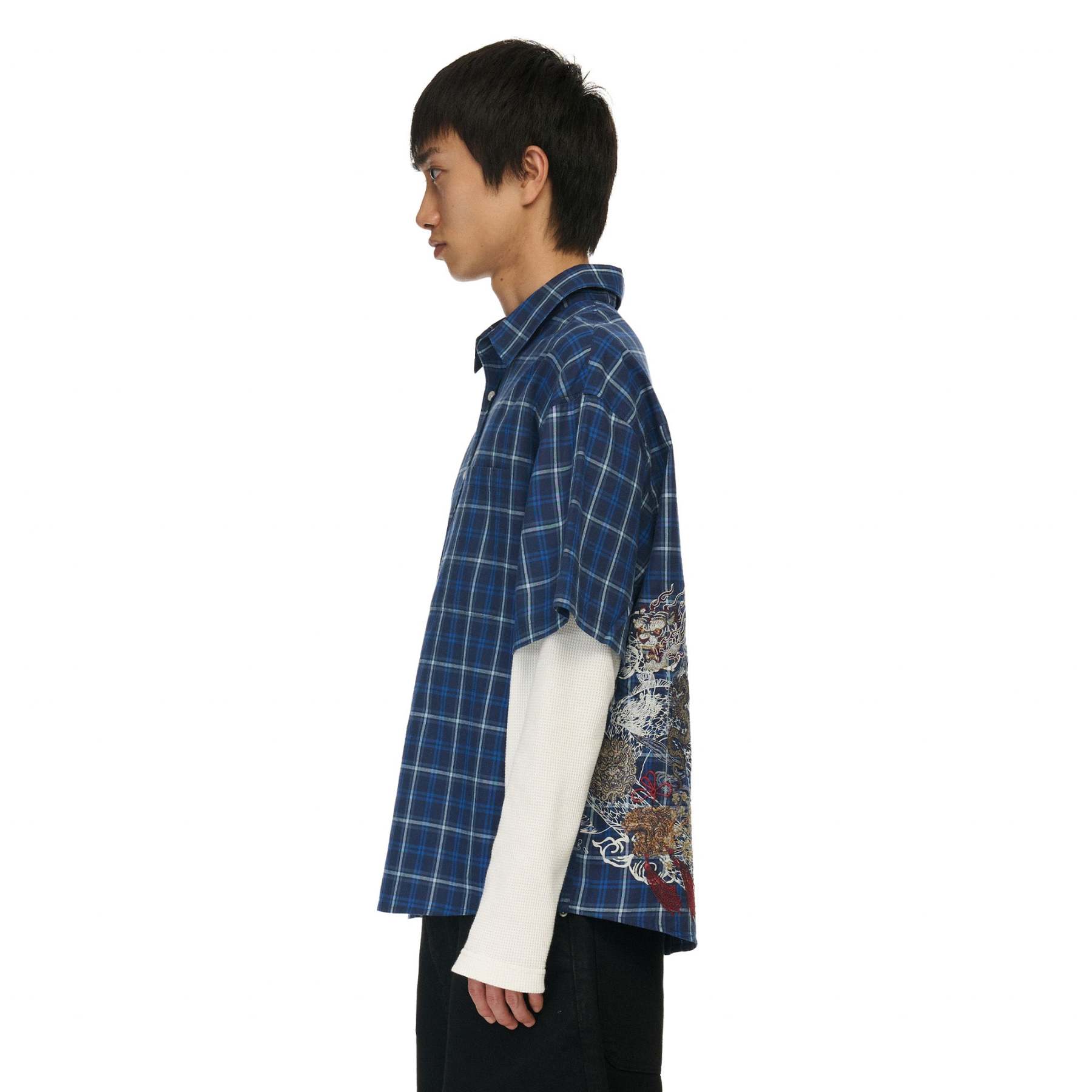 "yakuza" layered Shirt navy-Fineriform