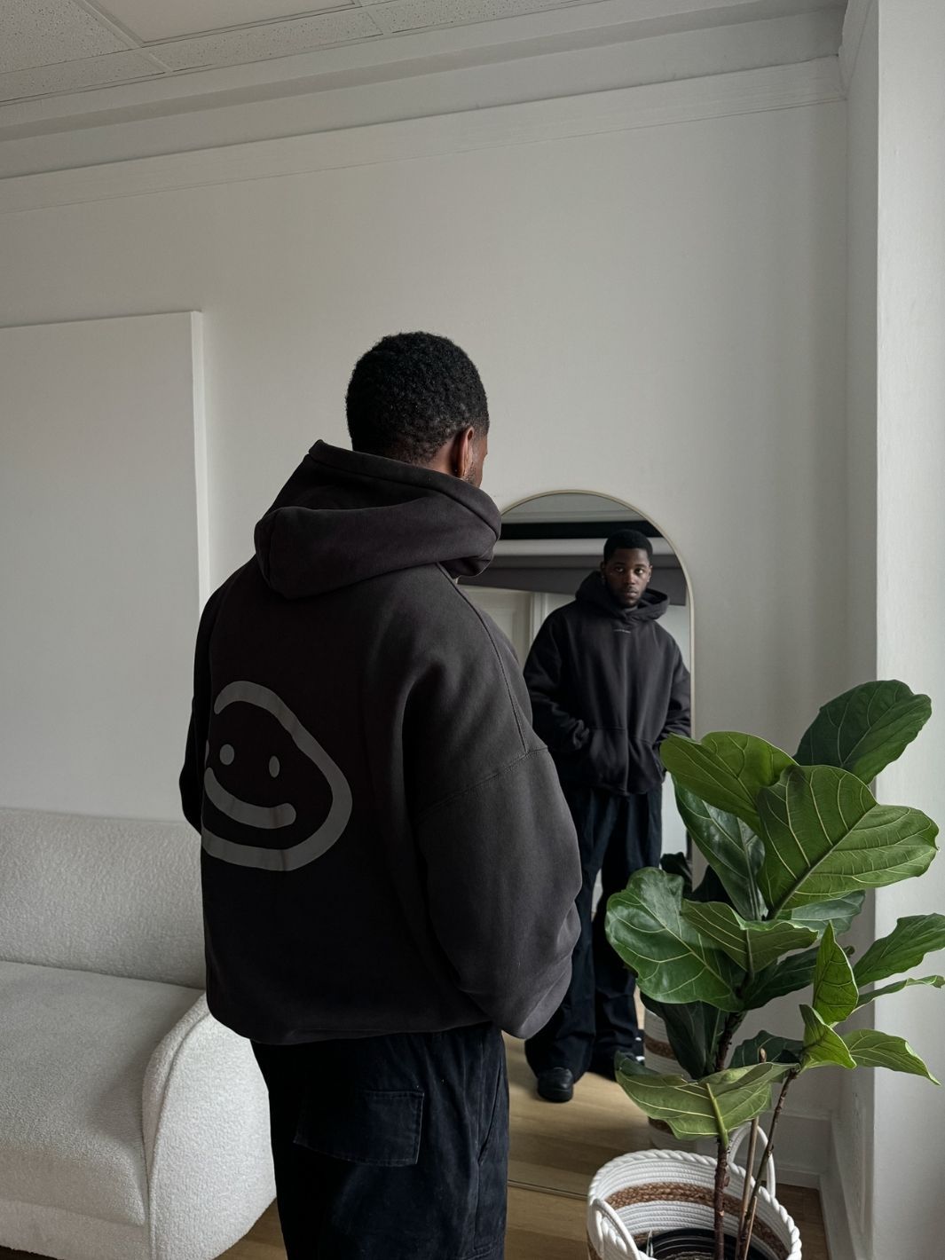 SMILEY LOGO HOODIE - FADED BLACK-Fineriform