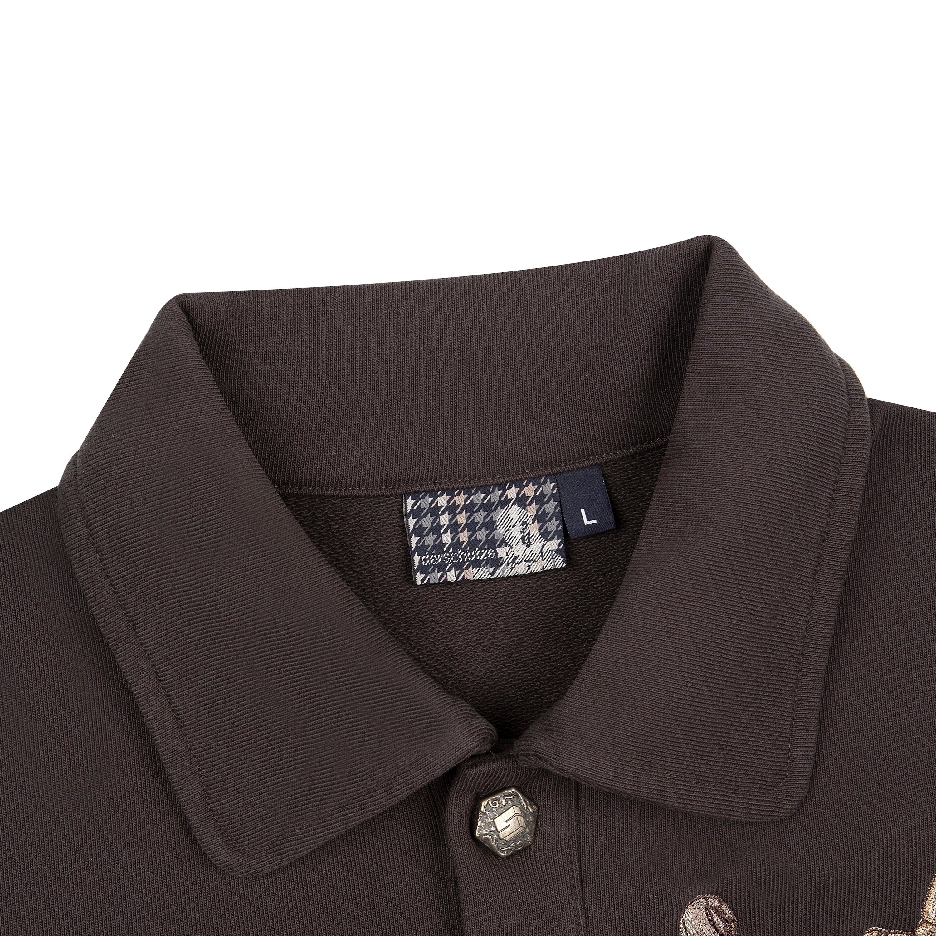 "gallery" layered Polo Sweatshirt dark brown-Fineriform