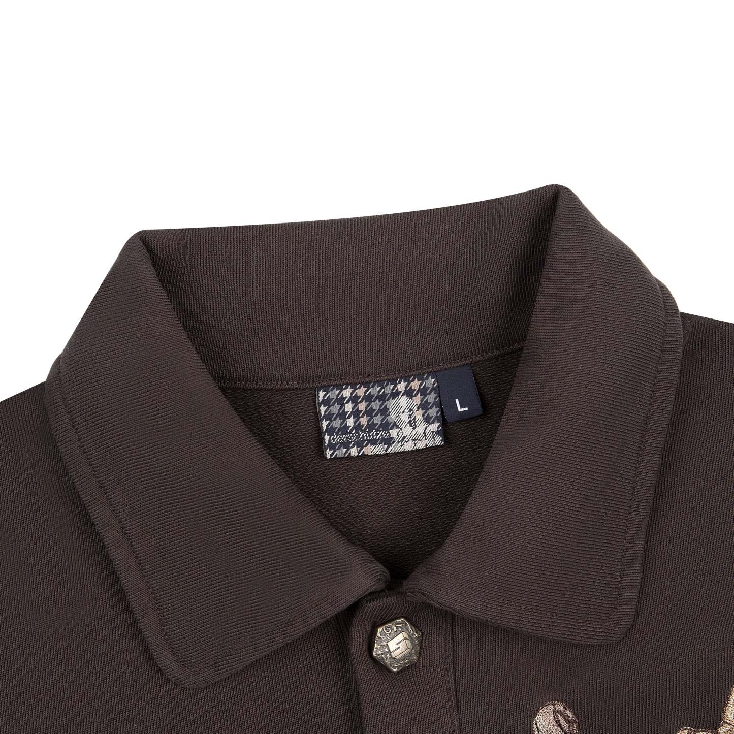 "gallery" layered Polo Sweatshirt dark brown-Fineriform