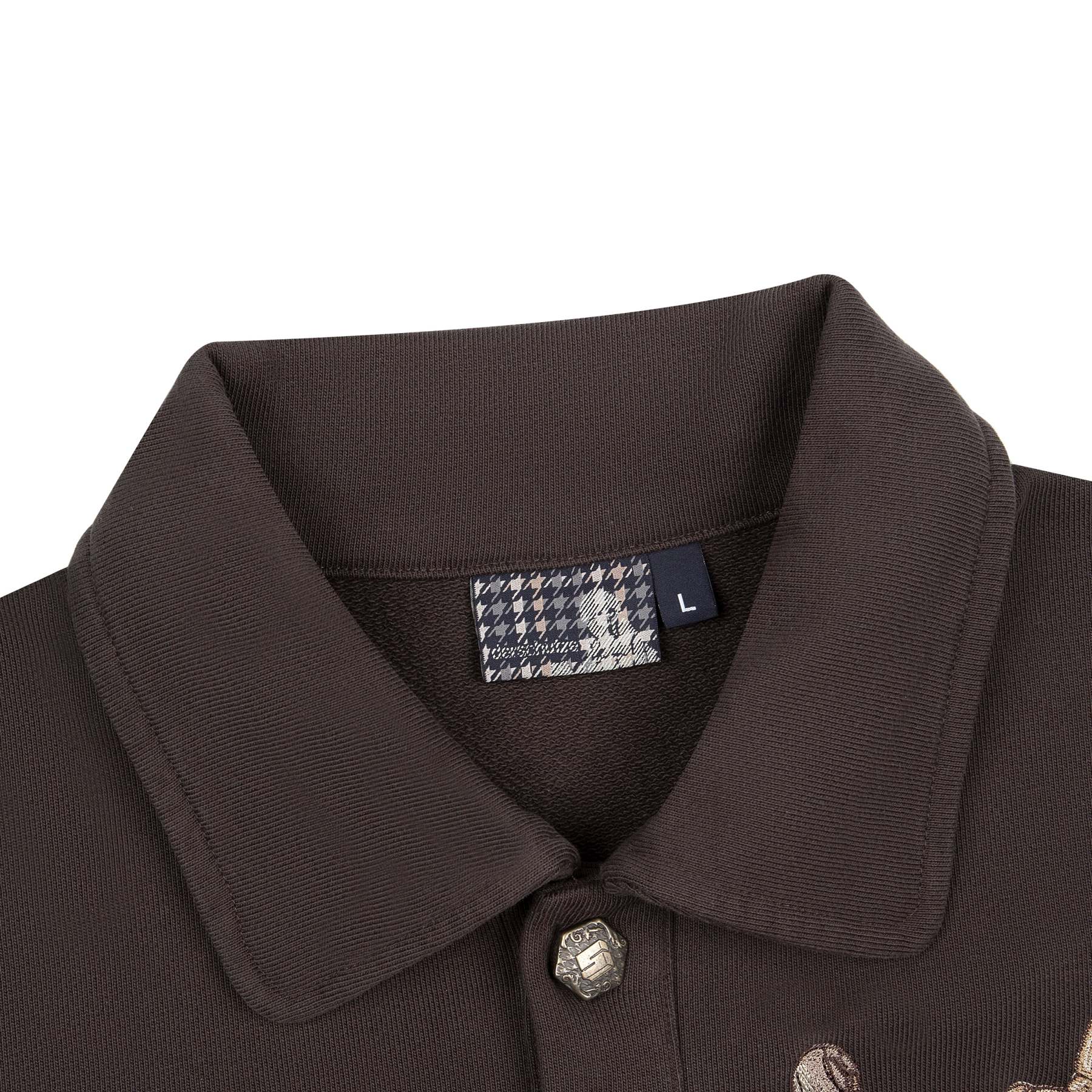 "gallery" layered Polo Sweatshirt dark brown-Fineriform