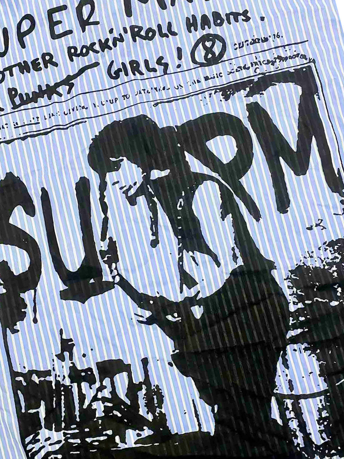 Vintage Illustration Striped Faux Two-Piece Shirt-Fineriform