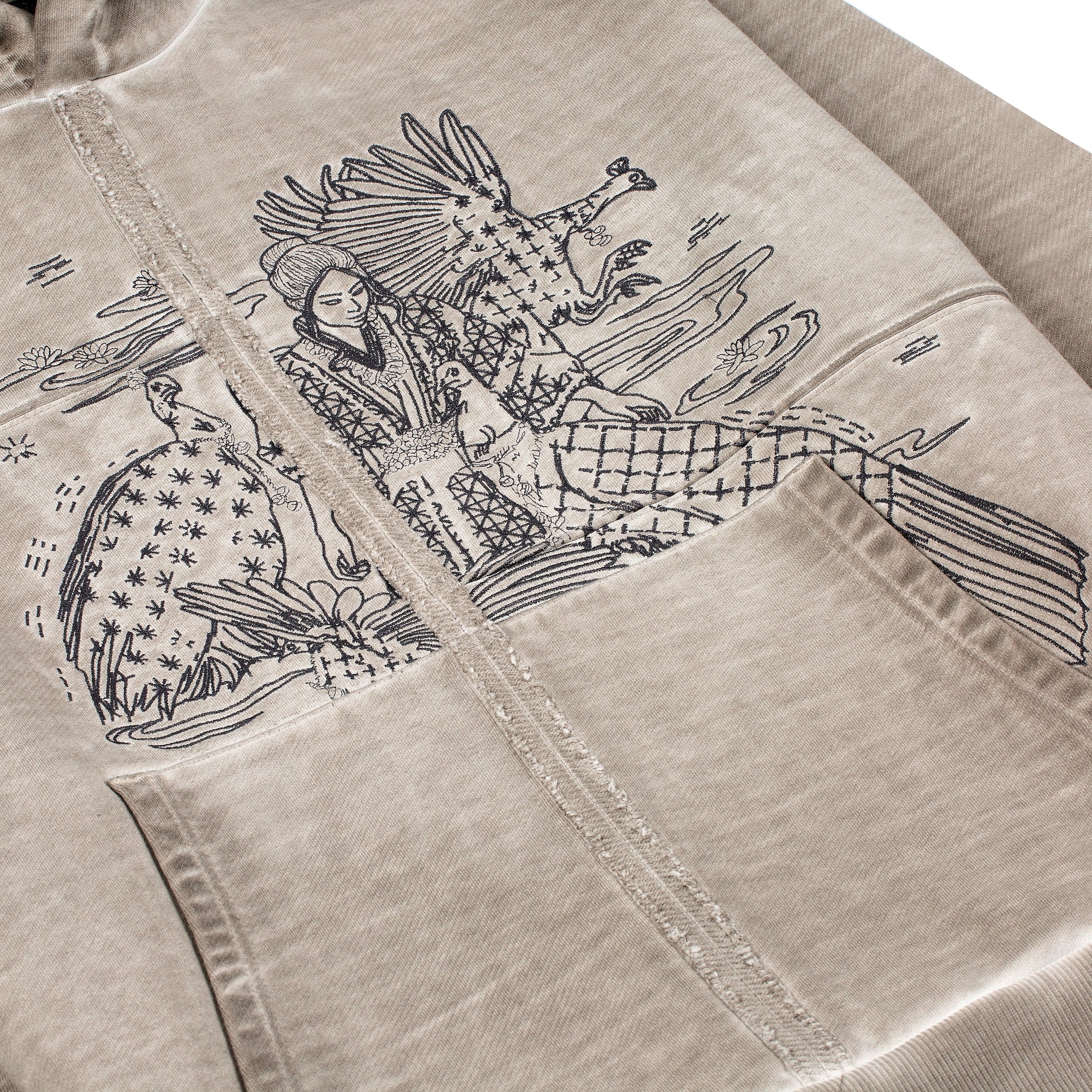 "sashiko v2" Hoodie light grey-Fineriform