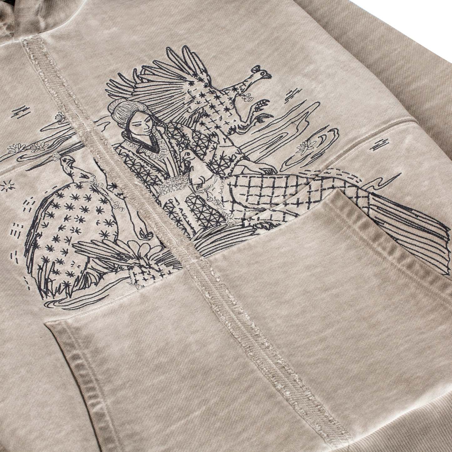 "sashiko v2" Hoodie light grey-Fineriform