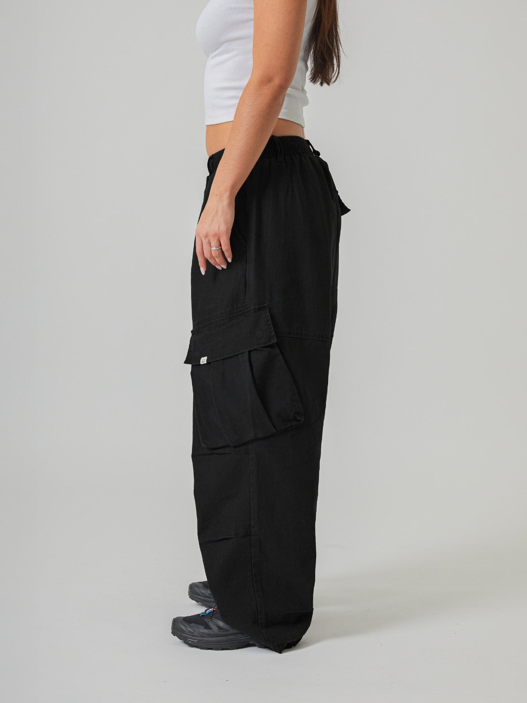 BAGGY CARGO PANTS - BLACK-Fineriform
