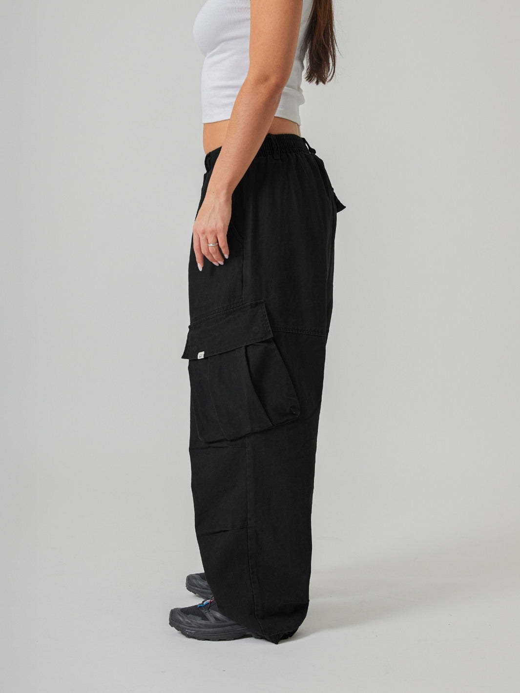 BAGGY CARGO PANTS - BLACK-Fineriform