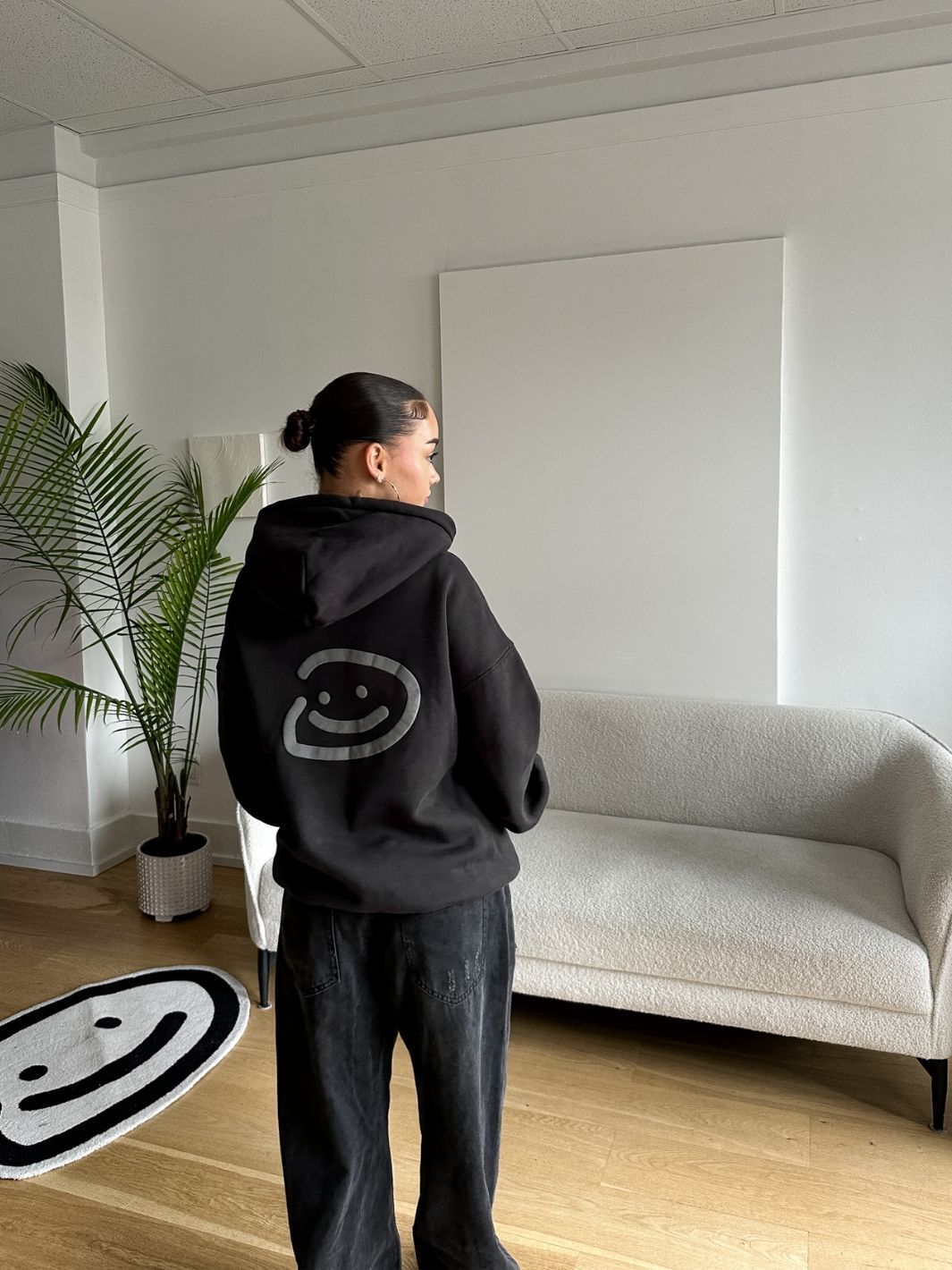 SMILEY LOGO HOODIE - FADED BLACK-Fineriform