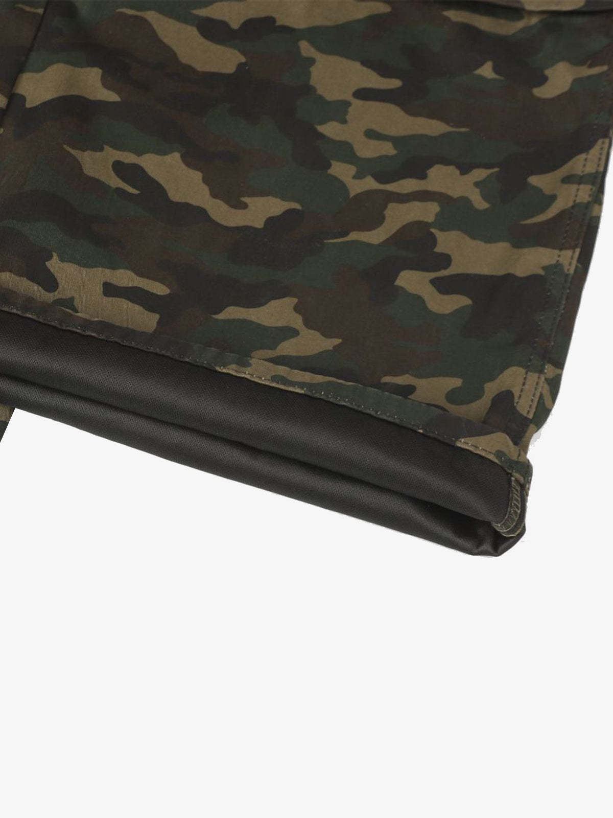 Retro Camouflage Faux Two-Piece Detachable Patchwork Pants-Fineriform