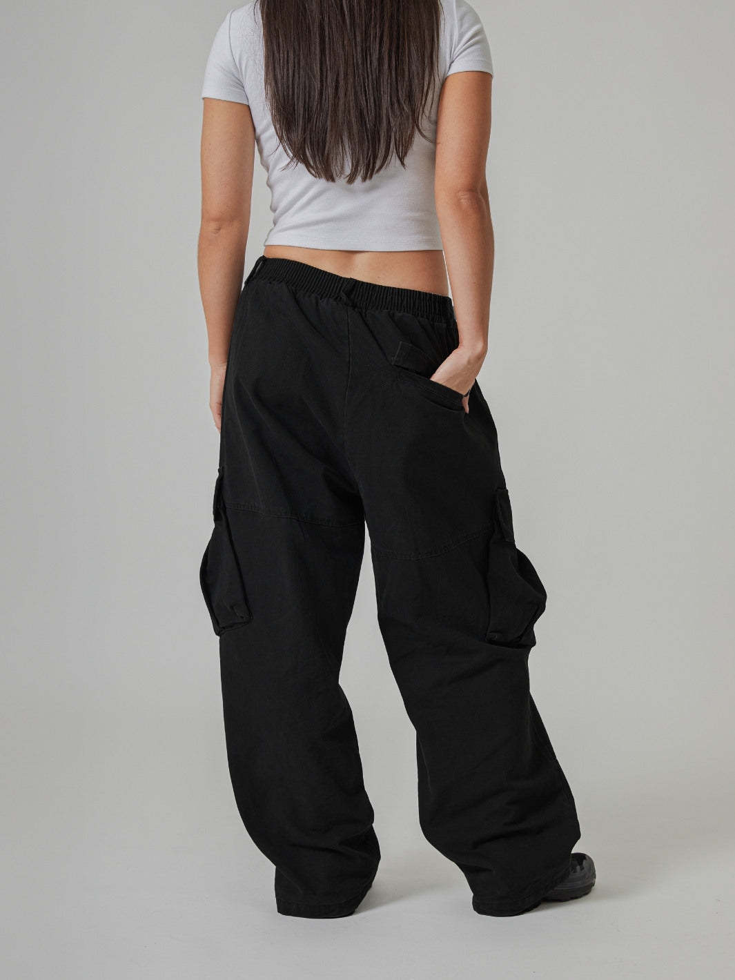 BAGGY CARGO PANTS - BLACK-Fineriform