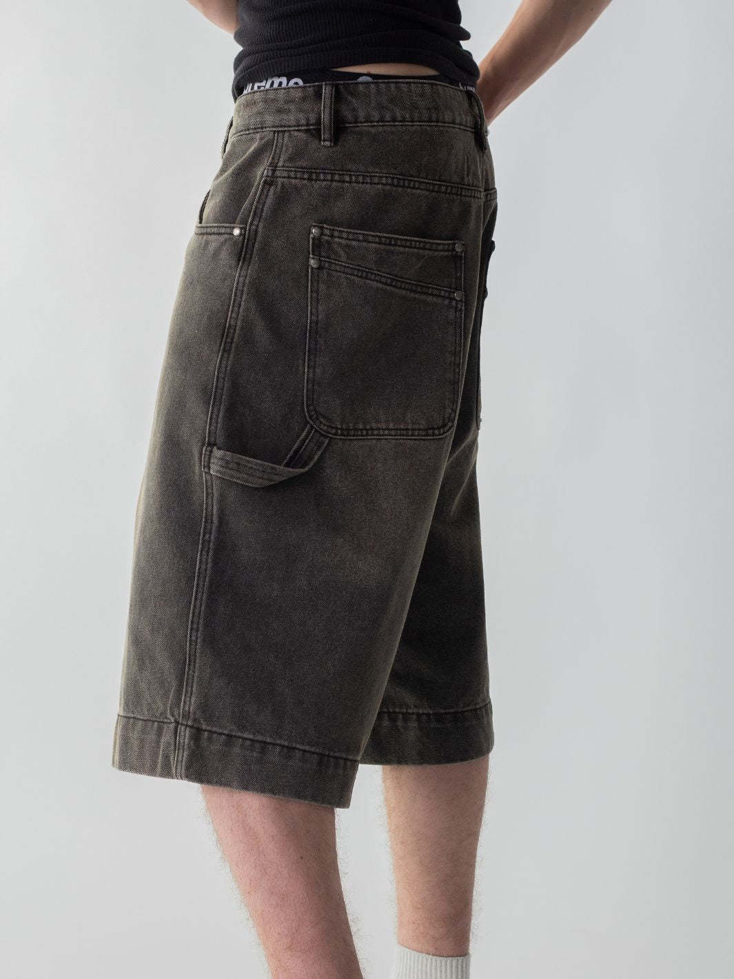 SMILEY STITCH JORTS - MUD BROWN-Fineriform