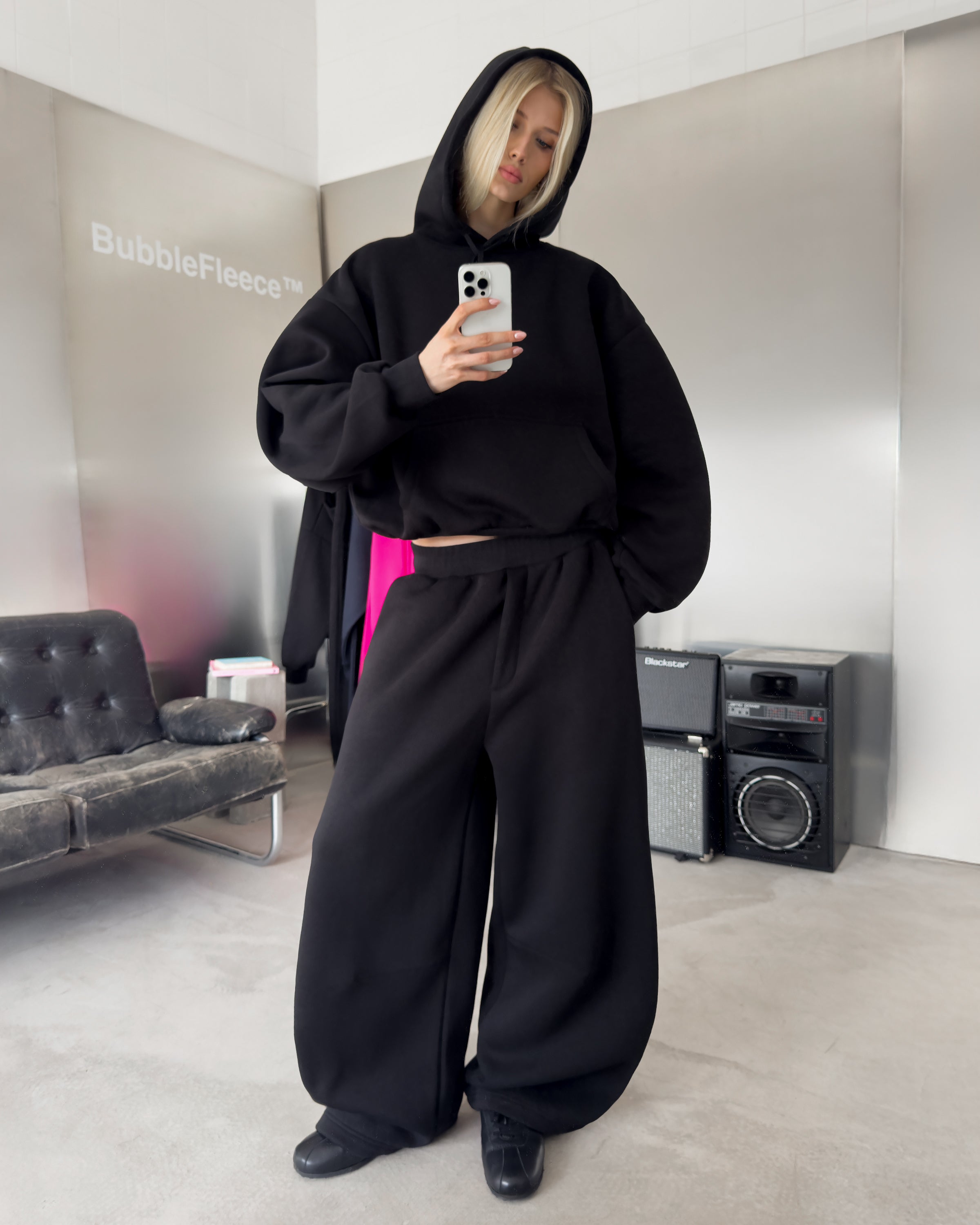 BUBBLE SWEATPANTS - BLACK-Fineriform