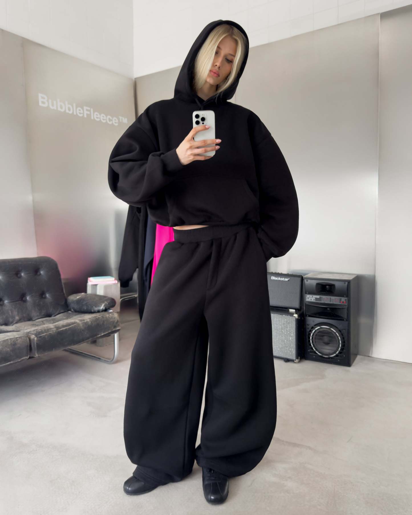 BUBBLE SWEATPANTS - BLACK-Fineriform