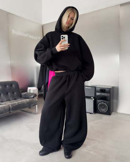 BUBBLE SWEATPANTS - BLACK-Fineriform