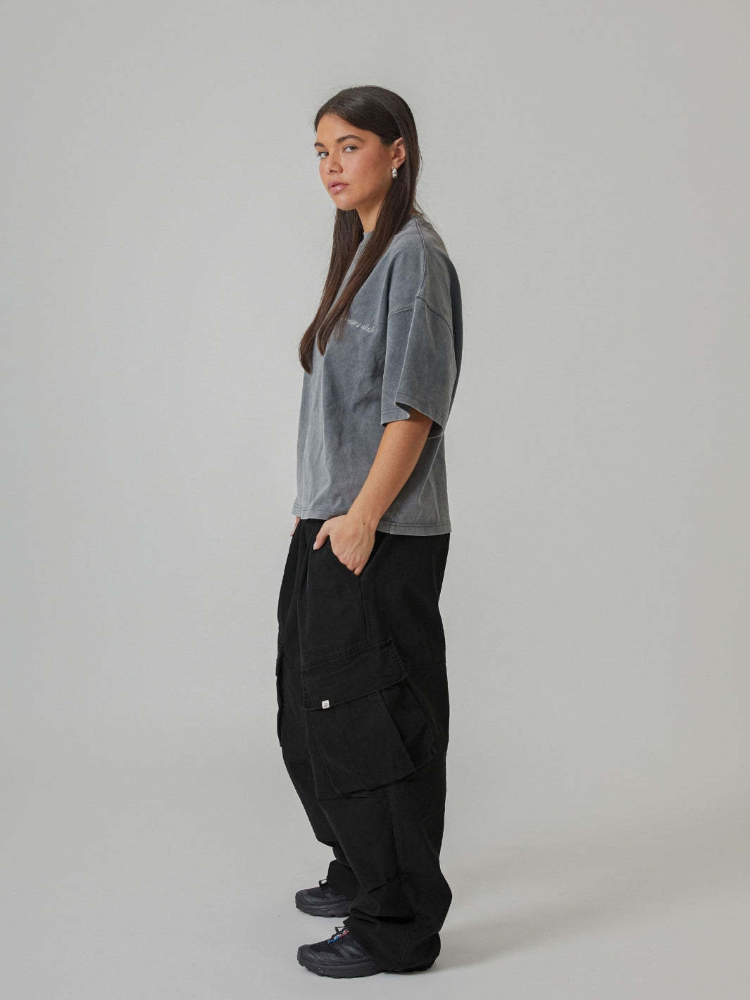 BAGGY CARGO PANTS - BLACK-Fineriform