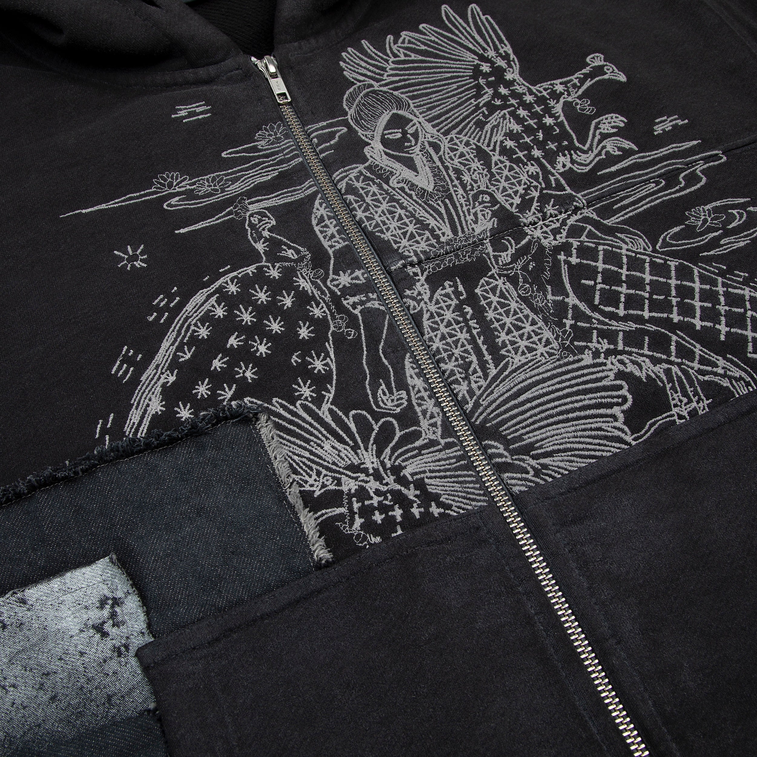 "sashiko" Zip Up black-Fineriform