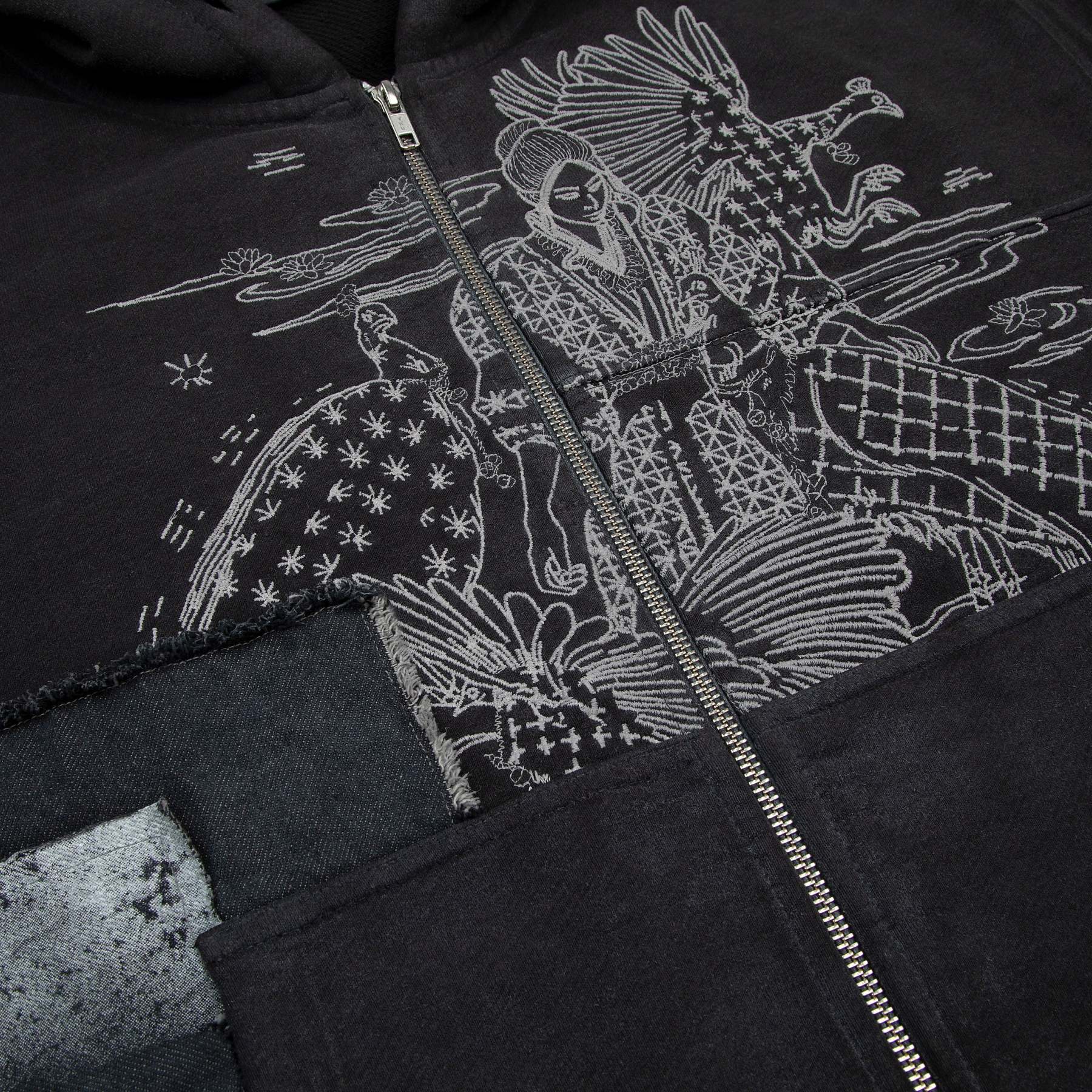 "sashiko" Zip Up black-Fineriform