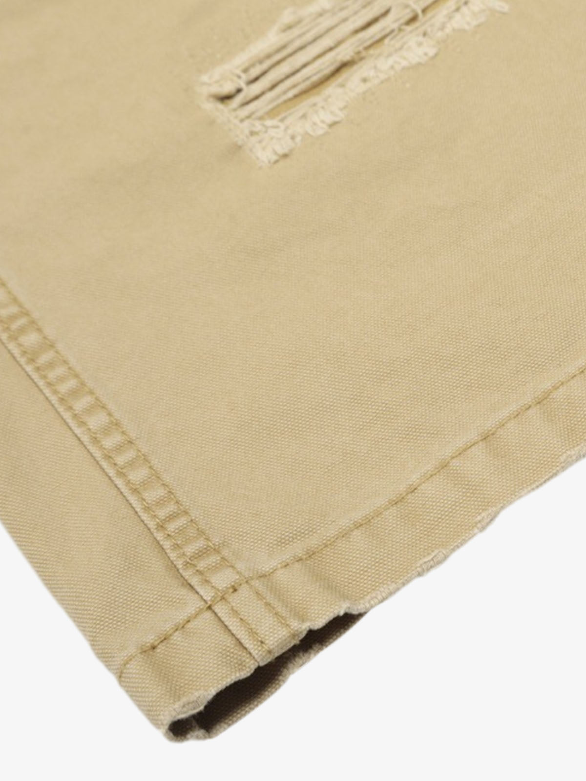 Cotton Hole Patch Pleated Multi-Pocket Cargo Casual Pants-Fineriform