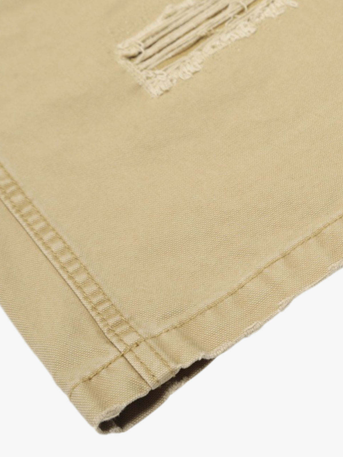 Cotton Hole Patch Pleated Multi-Pocket Cargo Casual Pants-Fineriform