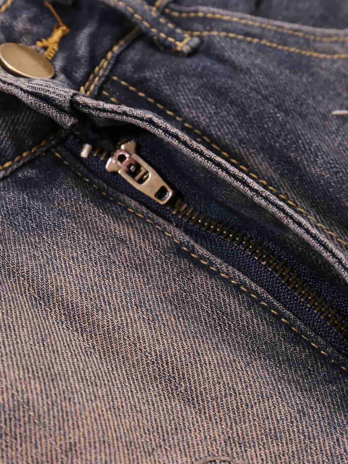 Vintage Washed Patchwork Distressed Barrel Jeans-Fineriform