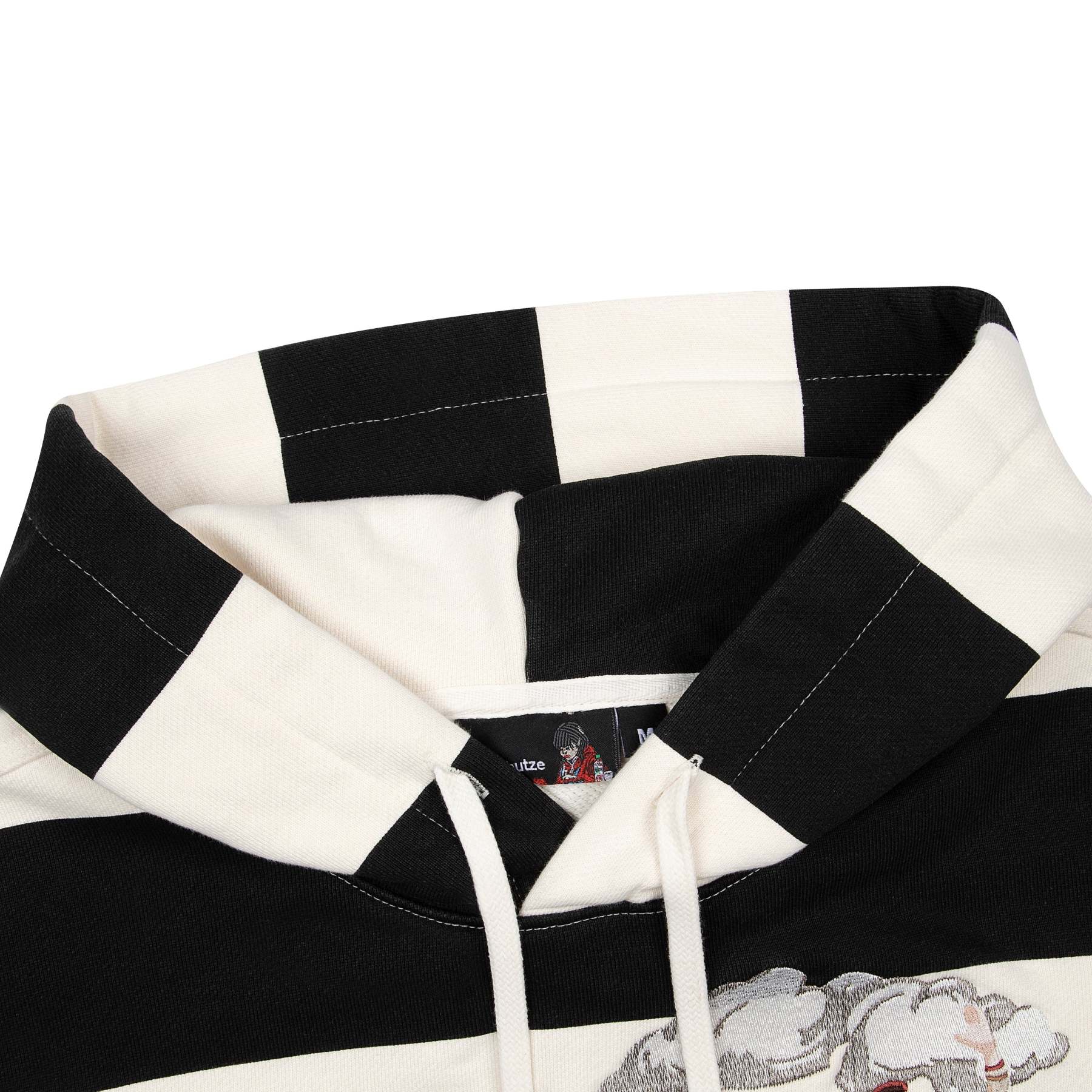 "on air" ecru-navy striped Hoodie-Fineriform