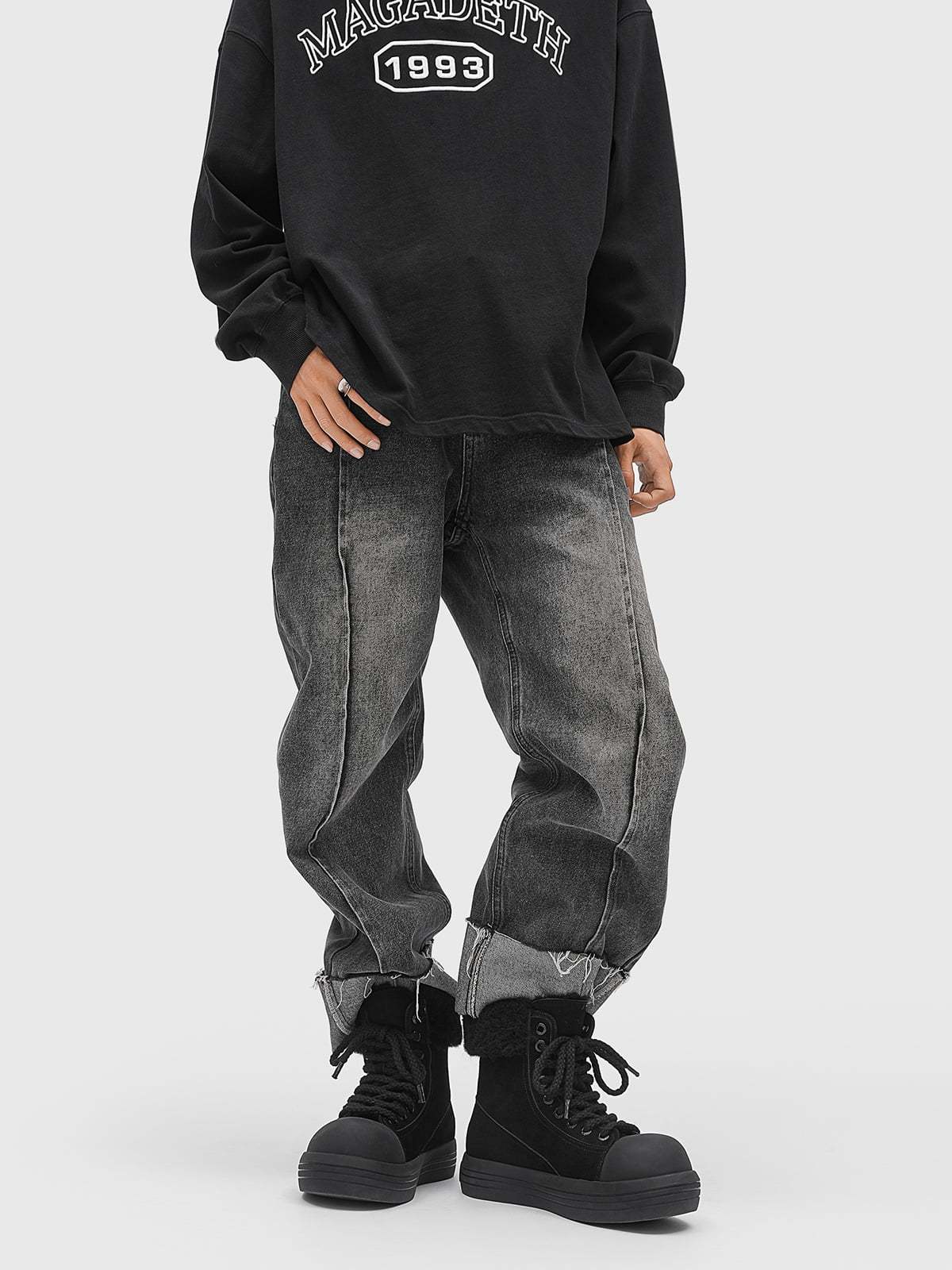 Fleece-Lined Suede Platform Warm Mid-Top Boots-Fineriform