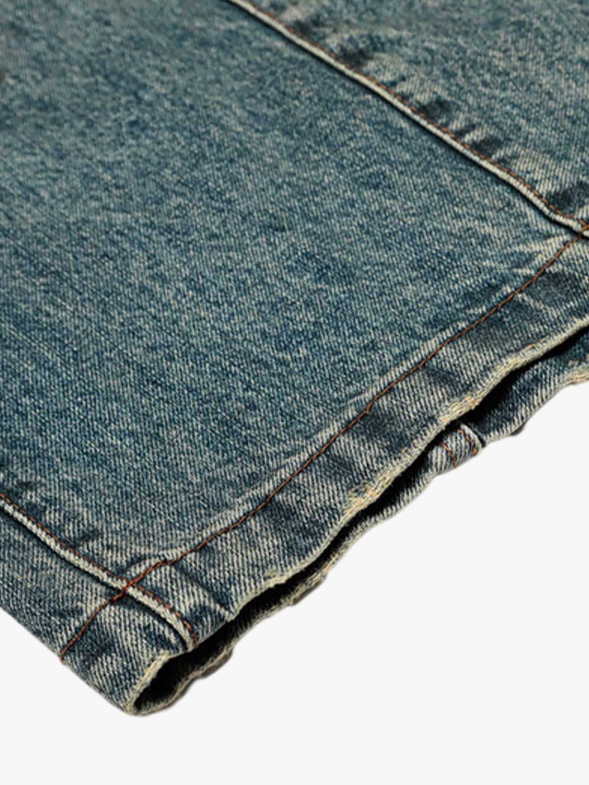 Vintage Mud-Dyed Distressed Barrel Jeans - 2537-Fineriform