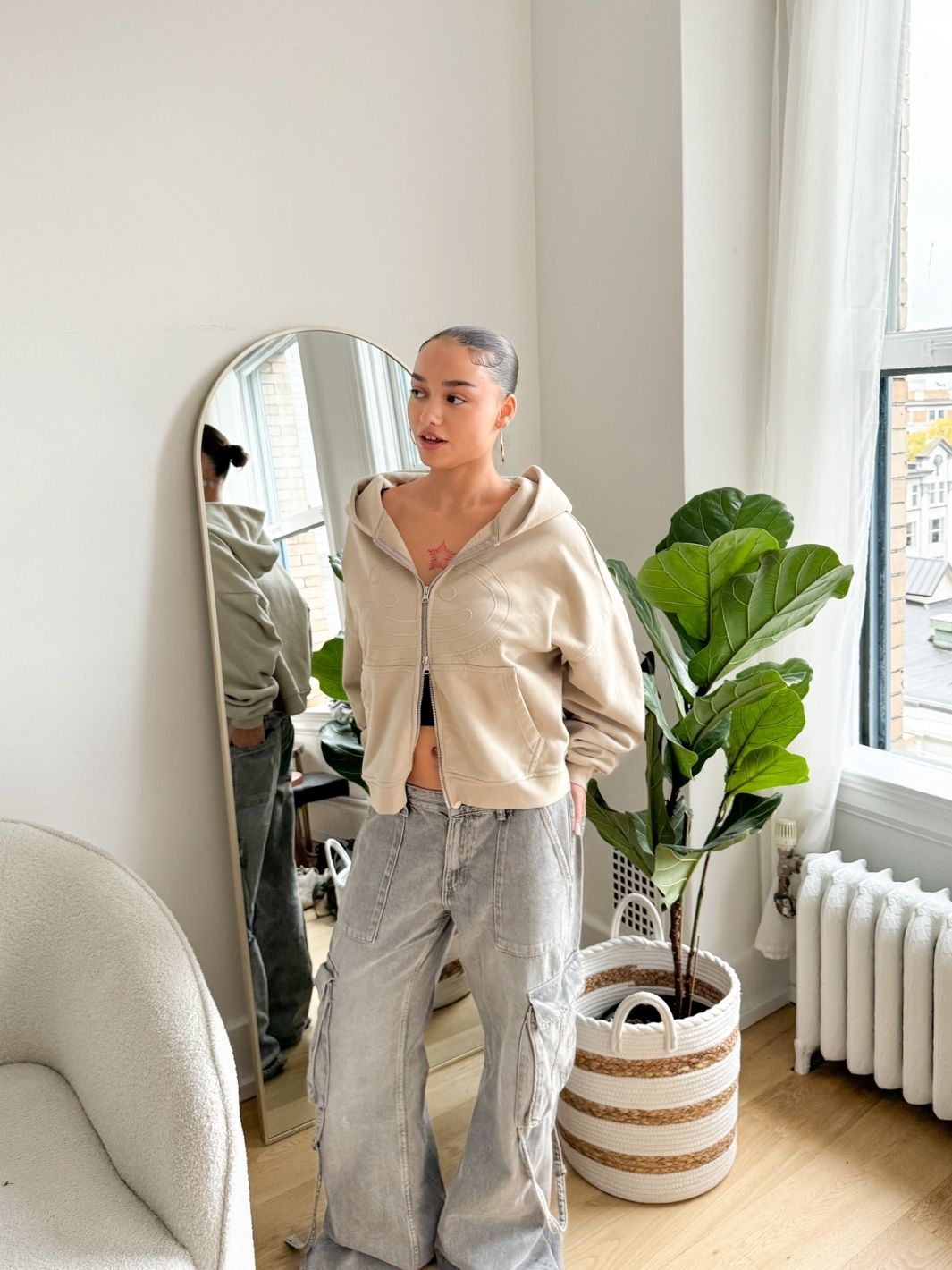 SMILEY BOXY DOUBLE ZIP - TAN-Fineriform