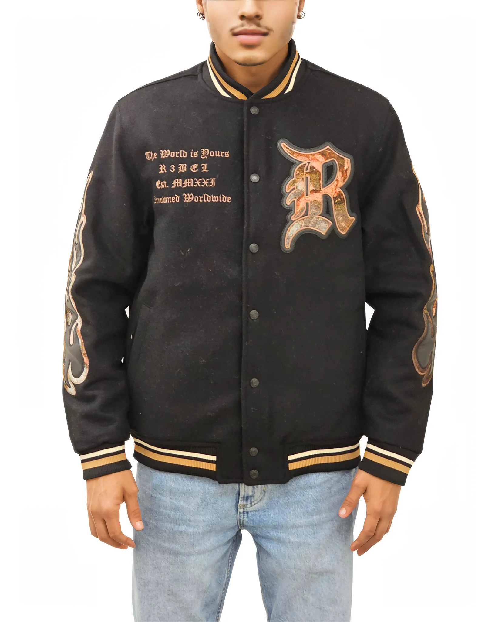 Tapestry Patch Varsity Jacket-Fineriform
