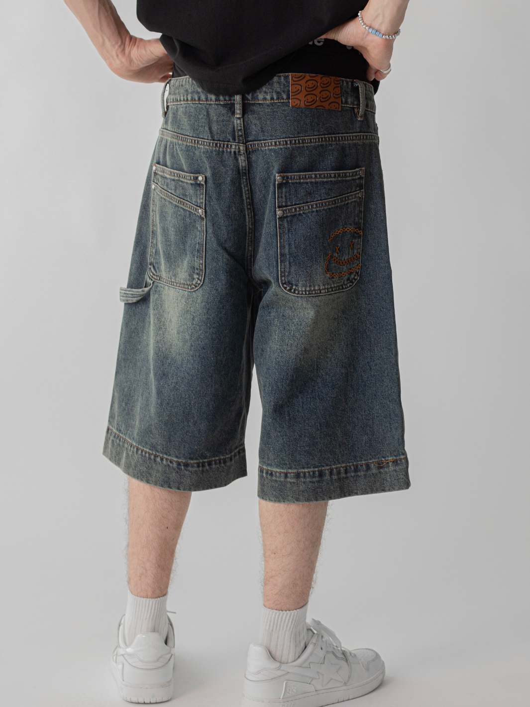 SMILEY STITCH JORTS - VINTAGE BLUE-Fineriform