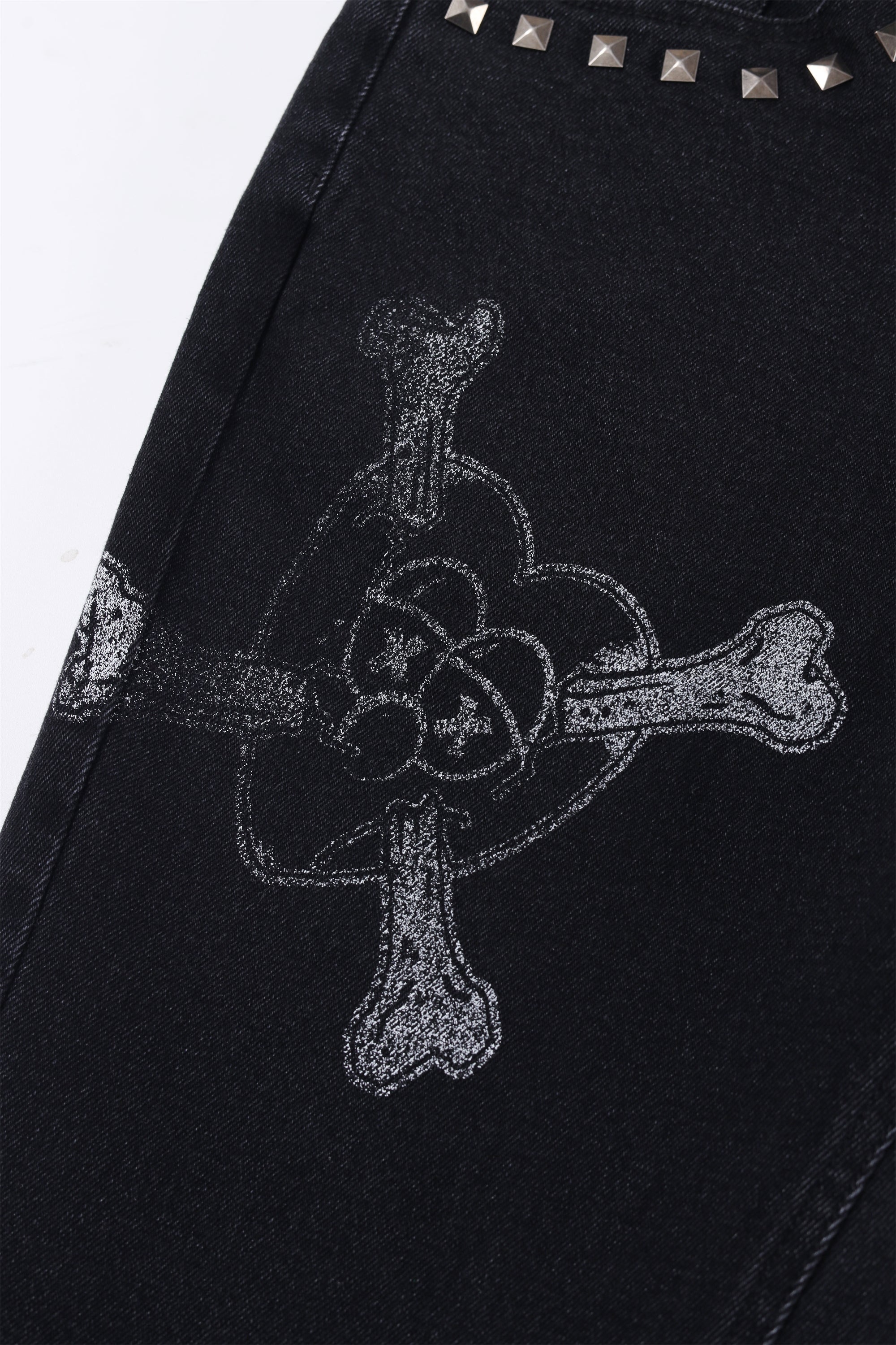 METAL STUDDED STACKED DENIM-Fineriform