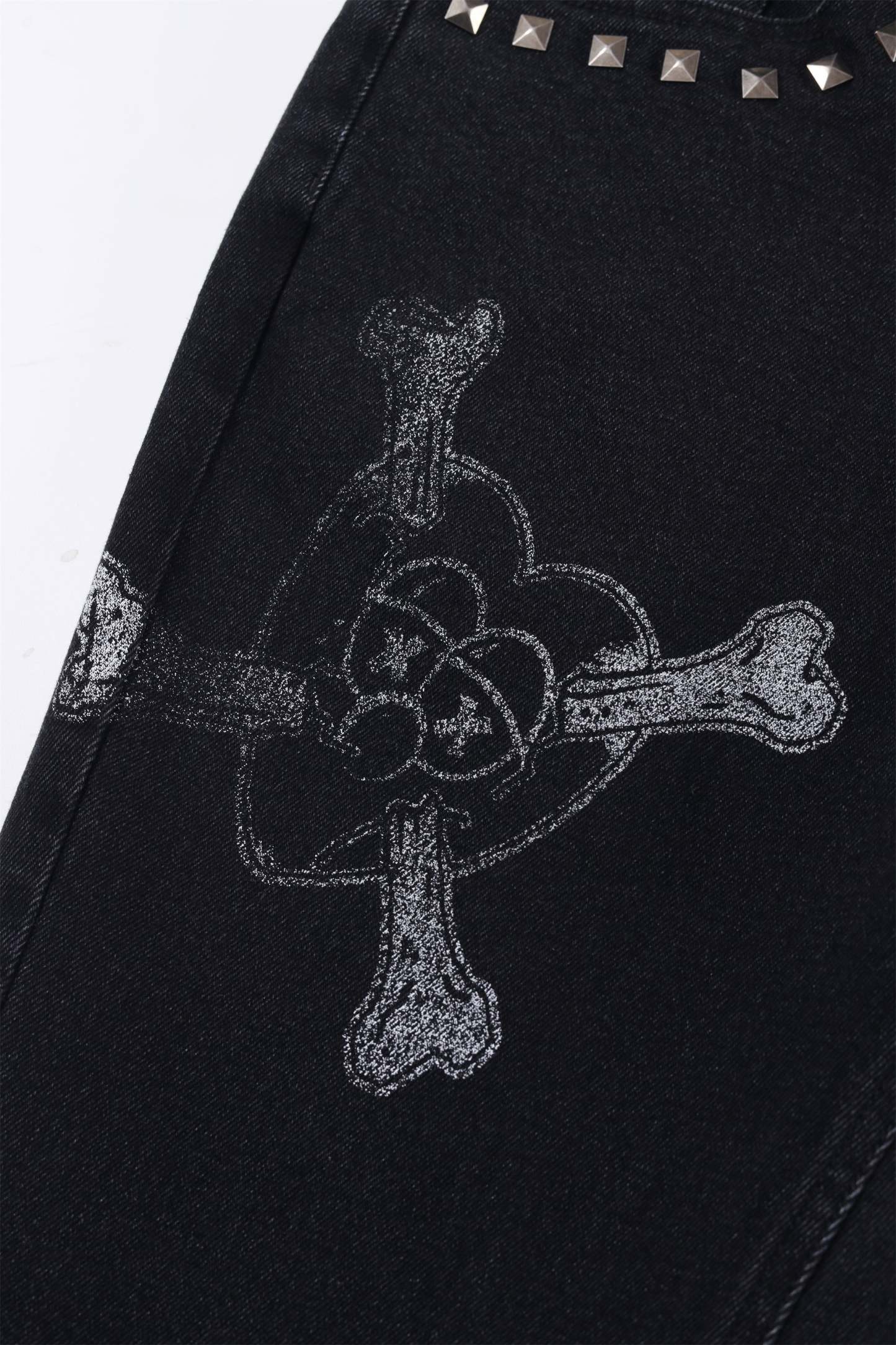 METAL STUDDED STACKED DENIM-Fineriform