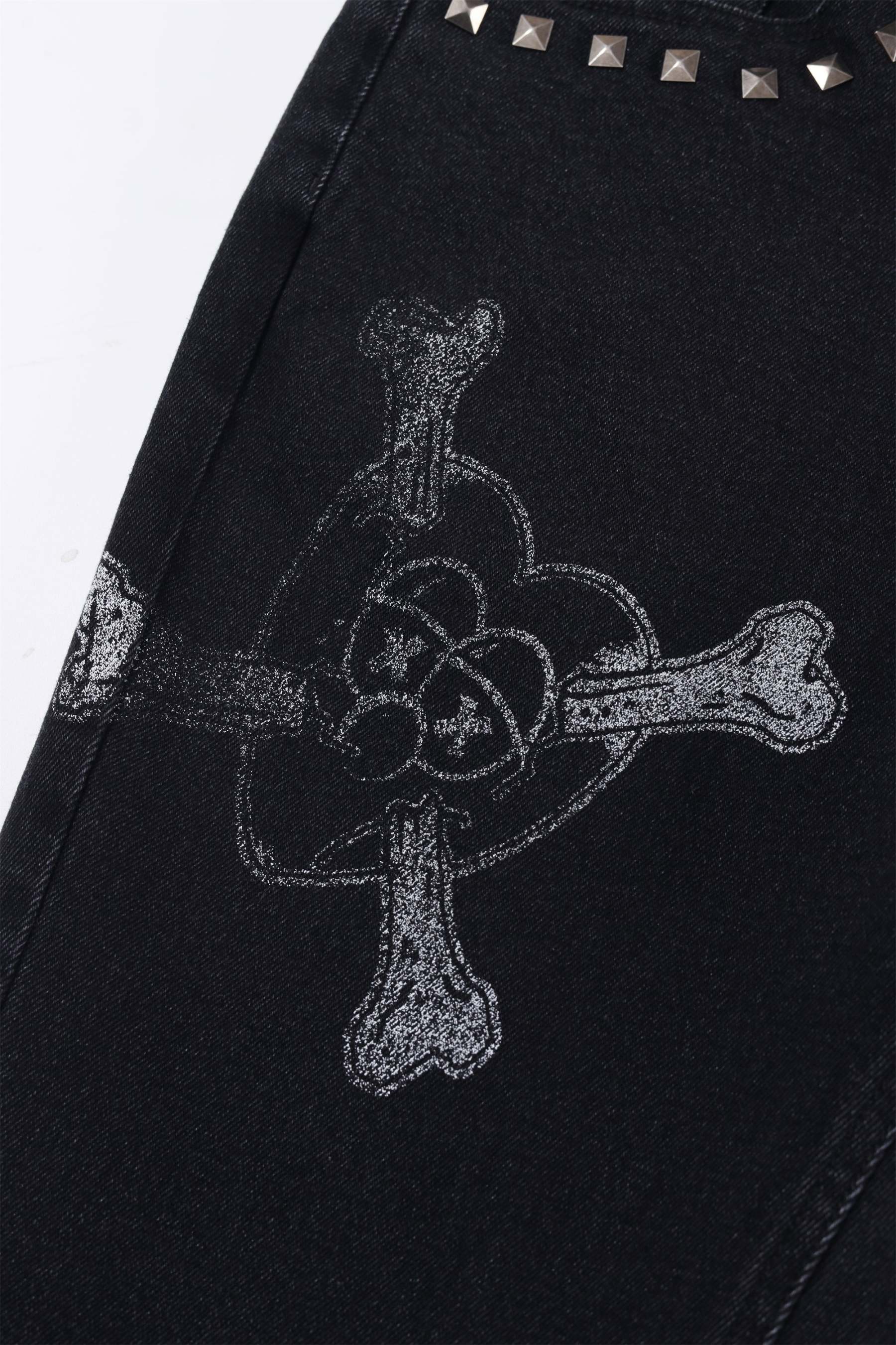 METAL STUDDED STACKED DENIM-Fineriform