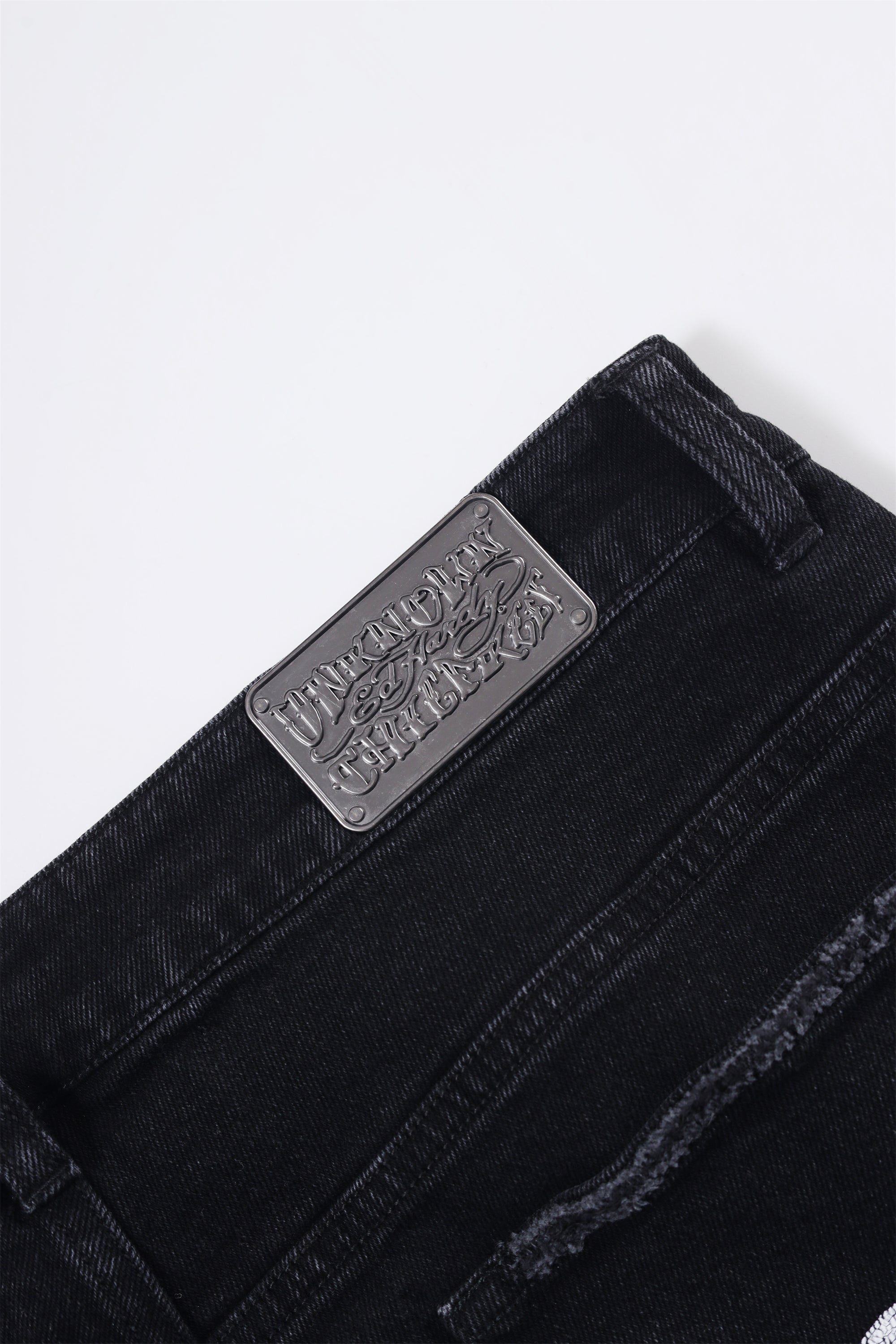 METAL STUDDED STACKED DENIM-Fineriform